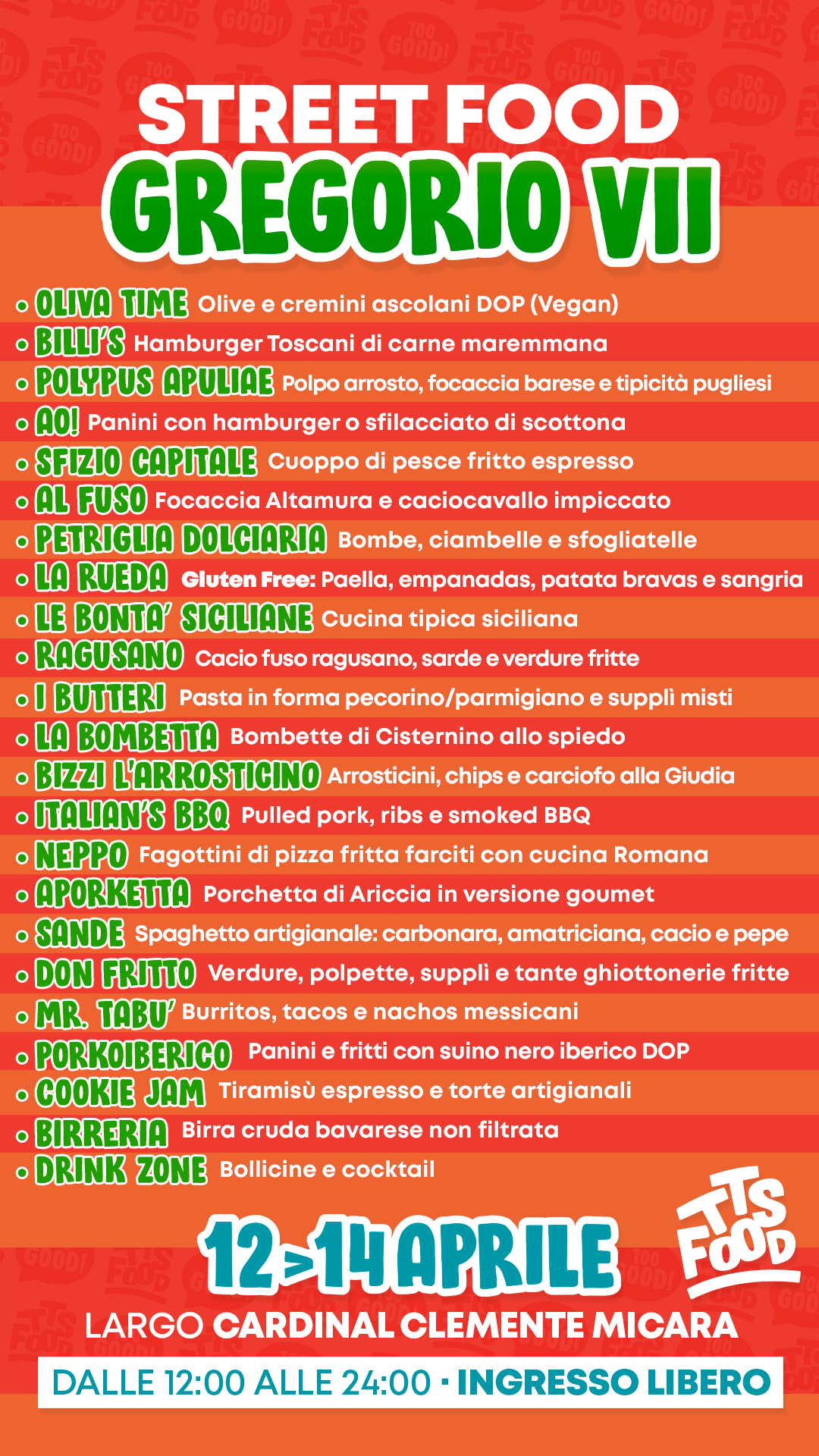 Gregorio VII Street Food 12-14 Aprile